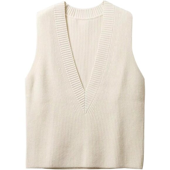 Sweaters - Women's Knit V Neck Sweater Vest Sleeveless Pullover Solid Casual Work